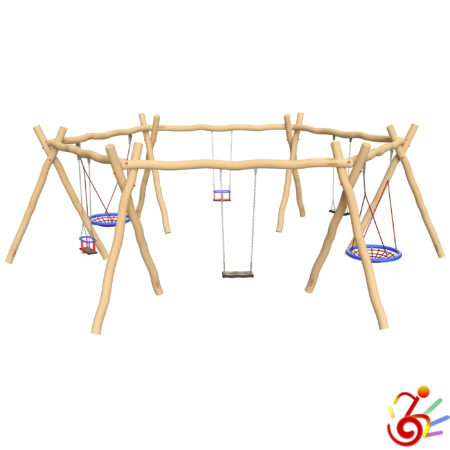 Xara in robinia n.2 sedili piani + n.2 sedili a gabbia + n.2 sedili a cesto