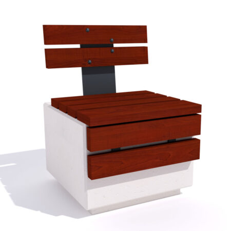 Seduta Estia con sedile prolungato e schienale in legno